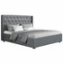 King Bed Frame Storage Tufted Headboard Gas Lift Base Grey