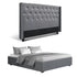 King Bed Frame Storage Tufted Headboard Gas Lift Base Grey