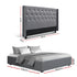 King Bed Frame Storage Tufted Headboard Gas Lift Base Grey