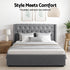 King Bed Frame Storage Tufted Headboard Gas Lift Base Grey