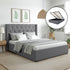 Queen Bed Frame Storage Tufted Headboard Gas Lift Base Grey