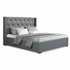 Queen Bed Frame Storage Tufted Headboard Gas Lift Base Grey