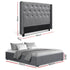 Queen Bed Frame Storage Tufted Headboard Gas Lift Base Grey
