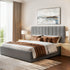 King Bed Frame with Storage Grey Velvet Headboard Gas Lift Platform Base