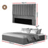 King Bed Frame with Storage Grey Velvet Headboard Gas Lift Platform Base