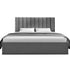 King Bed Frame with Storage Grey Velvet Headboard Gas Lift Platform Base