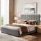 Queen Bed Frame with Storage Grey Velvet Headboard Gas Lift Platform Base
