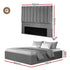 Queen Bed Frame with Storage Grey Velvet Headboard Gas Lift Platform Base