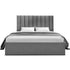 Queen Bed Frame with Storage Grey Velvet Headboard Gas Lift Platform Base