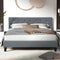 Artiss Queen Bed Frame Faux Linen Tufted Headboard Grey