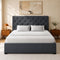 Double Gas Lift Bed Frame Storage Linen Upholstered Charcoal 202cm