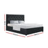 Double Gas Lift Bed Frame Storage Linen Upholstered Charcoal 202cm