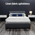 Double Gas Lift Bed Frame Storage Linen Upholstered Charcoal 202cm