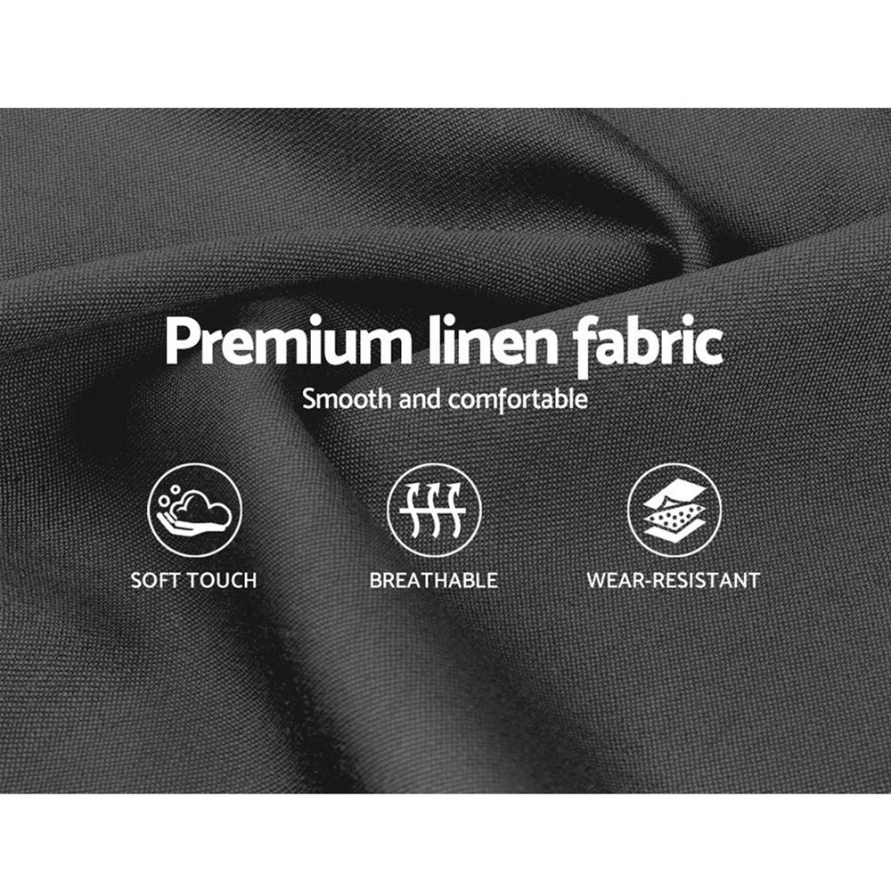Double Gas Lift Bed Frame Storage Linen Upholstered Charcoal 202cm