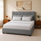 Double Gas Lift Bed Frame – Grey Linen, Tufted Headboard, Hidden Storage