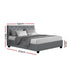 Double Gas Lift Bed Frame – Grey Linen, Tufted Headboard, Hidden Storage