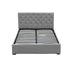 Double Gas Lift Bed Frame – Grey Linen, Tufted Headboard, Hidden Storage