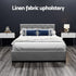 Double Gas Lift Bed Frame – Grey Linen, Tufted Headboard, Hidden Storage