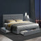 Artiss King Bed Frame with Storage Drawers Tufted Upholstered Grey