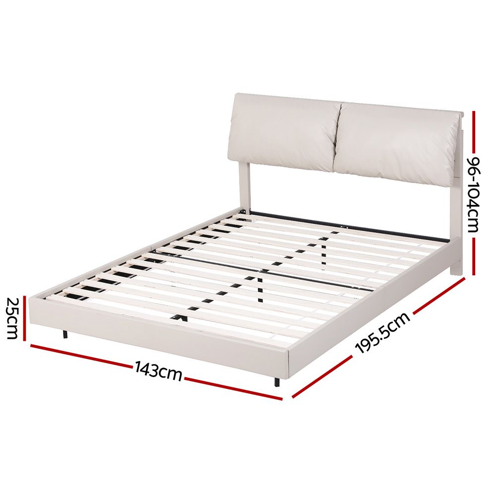 Double Bed Frame with RGB LED Lights, Floating Design, Adjustable Headboard