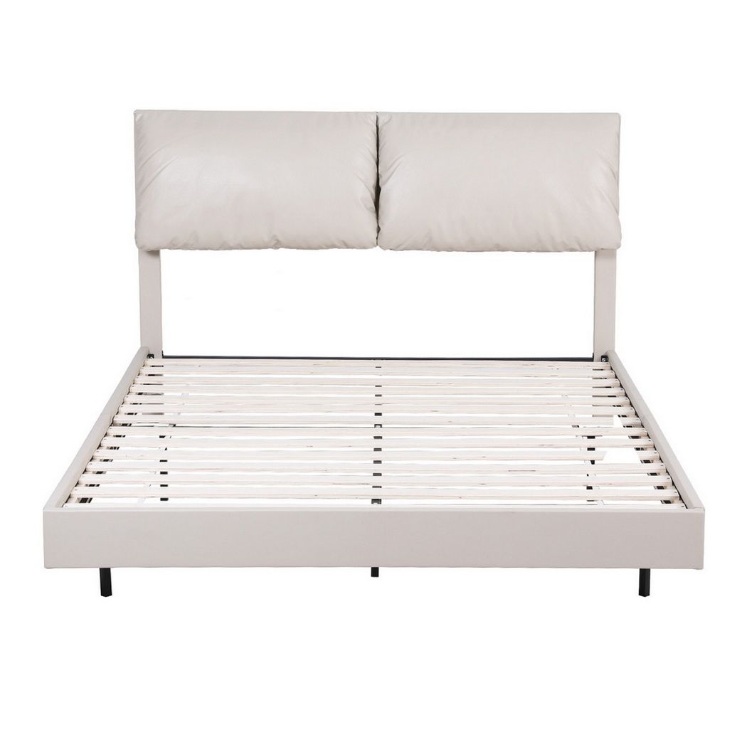 Double Bed Frame with RGB LED Lights, Floating Design, Adjustable Headboard