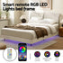 Double Bed Frame with RGB LED Lights, Floating Design, Adjustable Headboard
