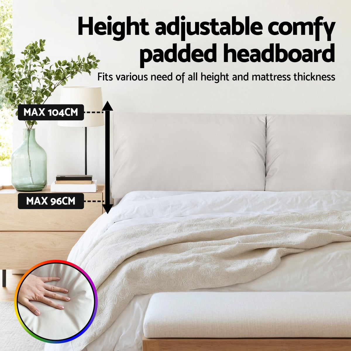 Double Bed Frame with RGB LED Lights, Floating Design, Adjustable Headboard
