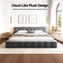 Queen Size Bed Frame Plush Soft Headboard Velvet Platform Base for Modern Bedrooms Grey