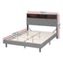 Artiss Bed Frame Double Size LED Mattress Base Platform with Storage Shelf Hidden Storage Box Grey