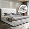 Artiss PVC Leather Gas‑Lift Storage Bed Frame – King (White)