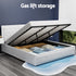 Artiss PVC Leather Gas‑Lift Storage Bed Frame – King (White)