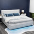 Artiss PVC Leather Gas‑Lift Storage Bed Frame – King (White)
