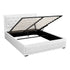 PVC Leather Gas‑Lift Storage Bed Frame – Queen (White)
