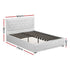 PVC Leather Gas‑Lift Storage Bed Frame – Queen (White)