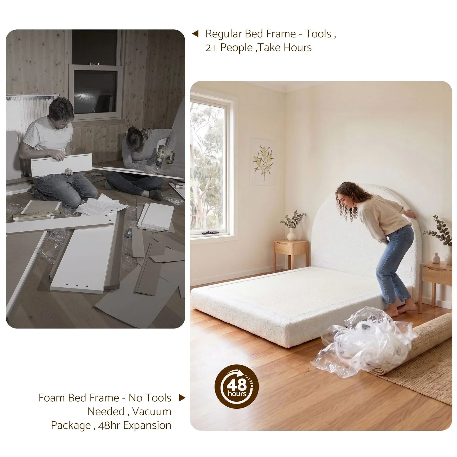 Artiss Queen Bed Frame Boucle Fabric Vacuum Compressed Beds Removable Washable Cover No-Assembly