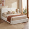 Queen Bed Frame Boucle Fabric Vacuum Compressed Beds Washable Cover No-Assembly
