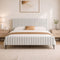 AMMY King Bed Frame Beige Upholstered Faux Linen 300kg Support