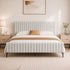 AMMY King Bed Frame Beige Upholstered Faux Linen 300kg Support