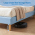 Kids King Single Bed Frame Upholstered Bear Headboard Waterproof Leather Boys Bed 180kg Capacity Blue and White