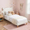 Kids King Single Bed Frame Bear Ear Upholstered PVC Leather Beige