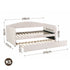 Artiss King Single Daybed Velvet Trundle Bed Frame Tufted Guest Bed