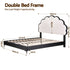 Double Bed Frame with Adjustable Shell Headboard and PVC Upholstery