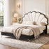 Double Bed Frame with Adjustable Shell Headboard and PVC Upholstery