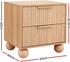 Artiss Queen Bouclé Platform Bed Frame & 2 Bedside Tables Set, Rubberwood Feet