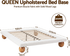 Artiss Queen Bouclé Platform Bed Frame & 2 Chest of Drawers Set, White, 300kg