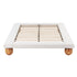 Queen Bed Frame with Boucle Upholstery and Solid Rubber Wood Legs