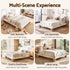 Queen Bed Frame with Boucle Upholstery and Solid Rubber Wood Legs