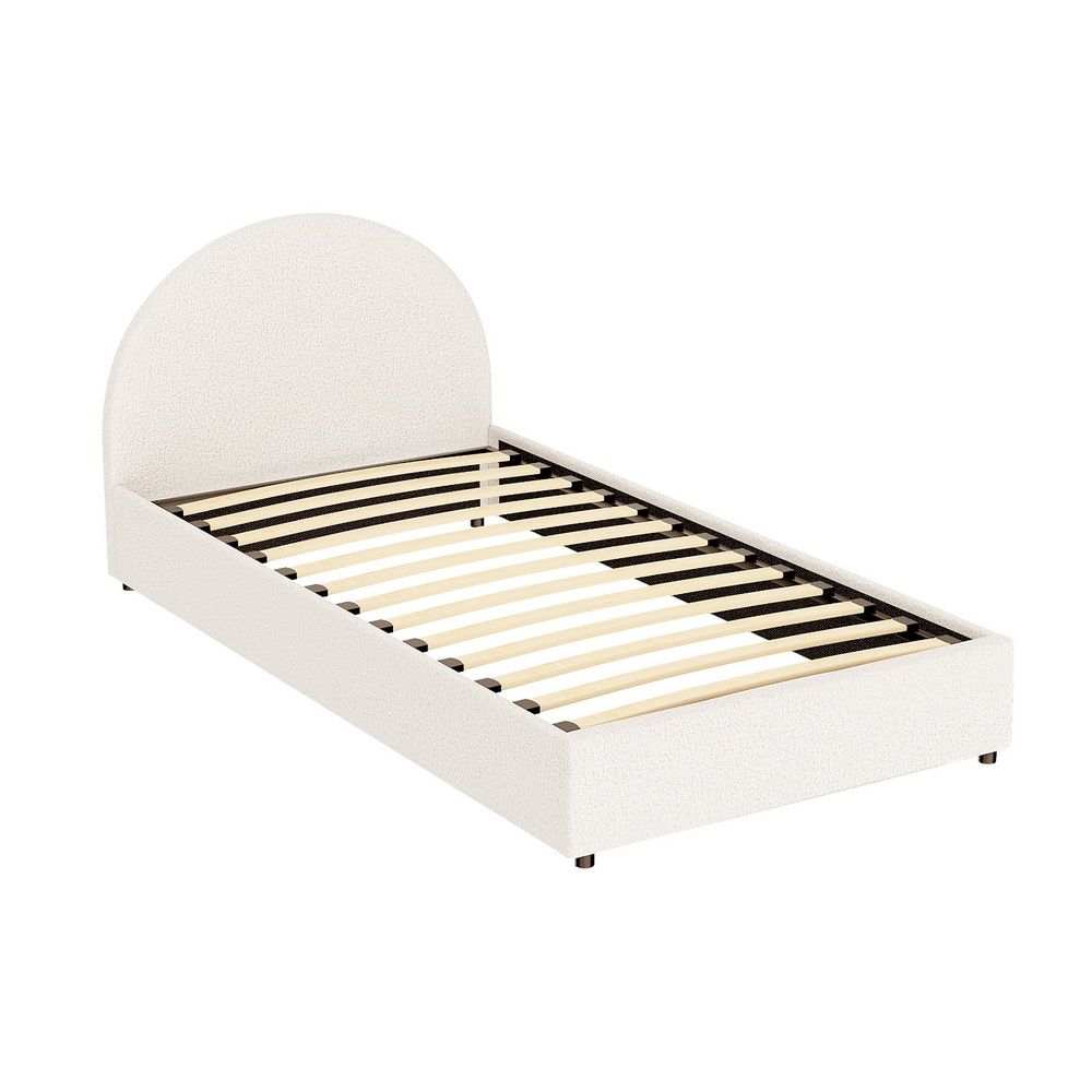 Bed Frame Gas Lift Storage Base Platform Boucle Fabric King Single ELLA