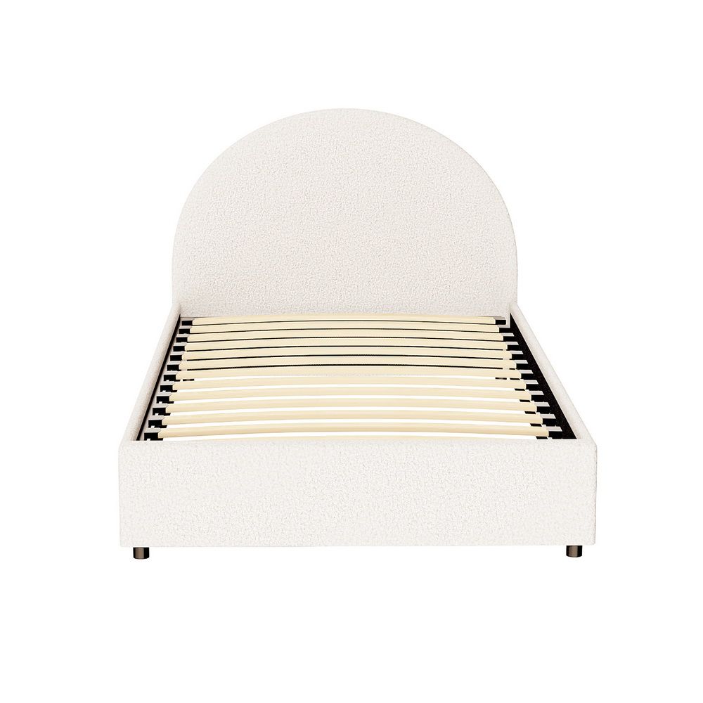 Bed Frame Gas Lift Storage Base Platform Boucle Fabric King Single ELLA