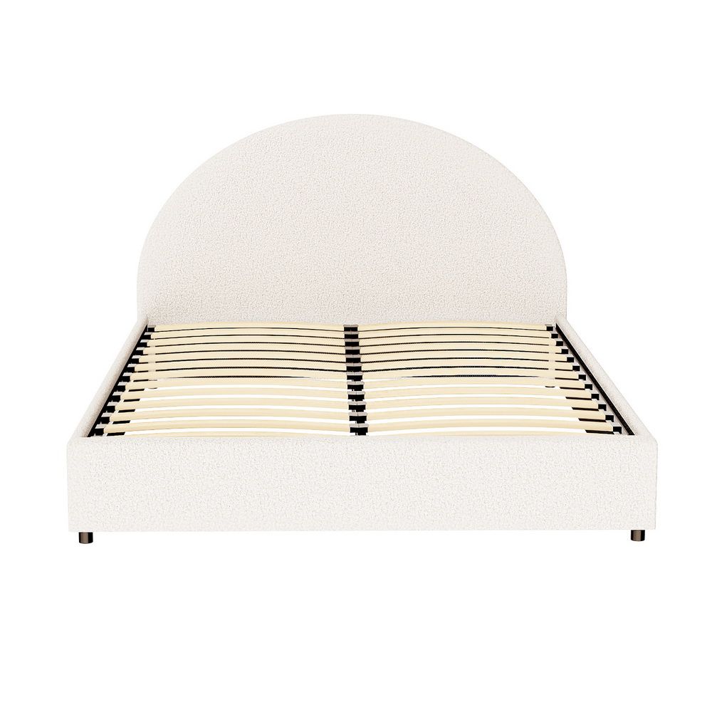 Bed Frame Gas Lift Storage Base Platform Boucle Fabric Queen Size ELLA